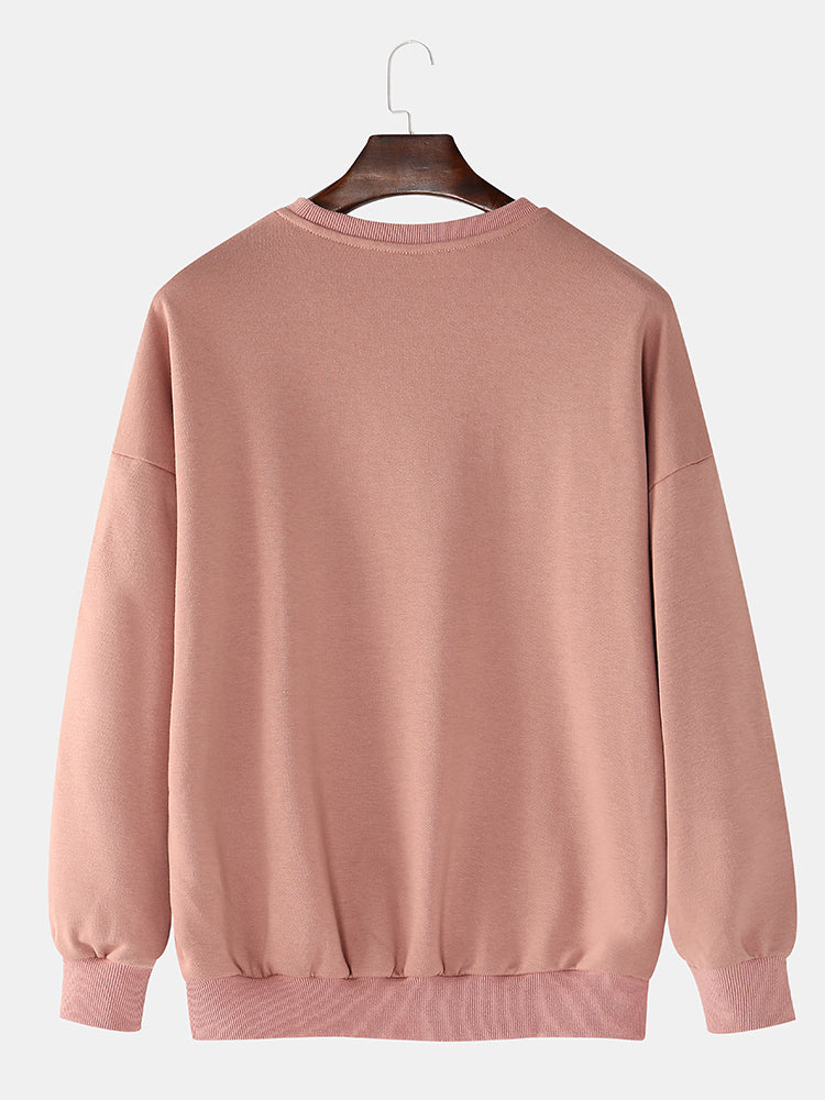 Cotton Women Side Lightning Print Pullover Long Sleeve Simple Drop Shoulder Sweatshirts