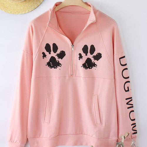 Women Cartoon Santa Claus Print Drop Sleeves Pullover Long Sleeve Sweatshirts