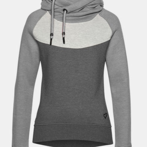 Women Contrast Patchwork Long Sleeve Casual Drawstring Hoodies