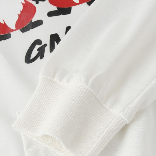 Christmas Women Cartoon Santa Claus Print Long Sleeve Drawstring Hoodies