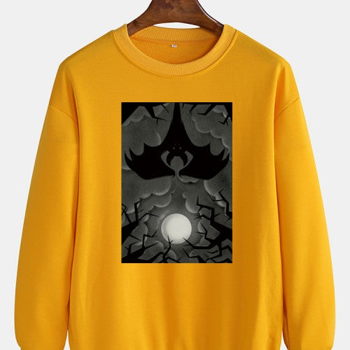 Mens Halloween Style Landscape Print Cotton Pullover Round Neck Long Sleeve Sweatshirts