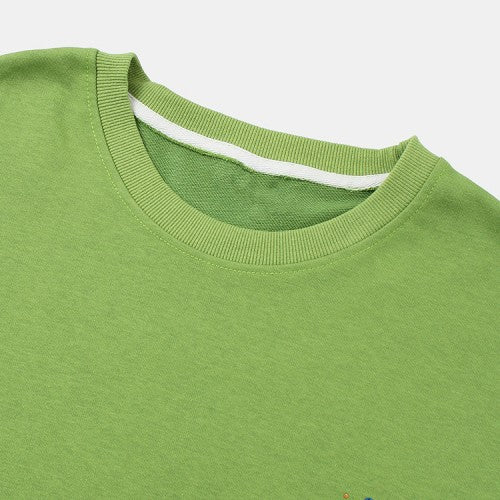 Mens Cotton Cartoon Moon & Letter Print Drop Shoulder Pullover Casual Sweatshirts