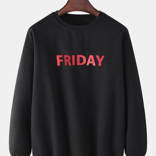 Mens Cotton Simple Letter Print Pullover Long Sleeve Drop Shoulder Sweatshirts