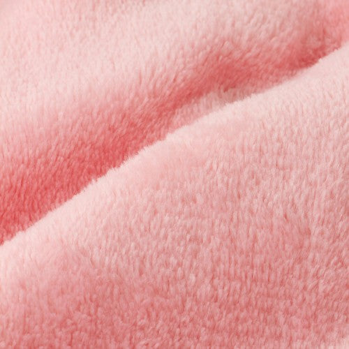 Women Flannel Eye Embroidery Hooded Zipper Front Elastic Waist Long Sleeve Home Pink Jumpsuits