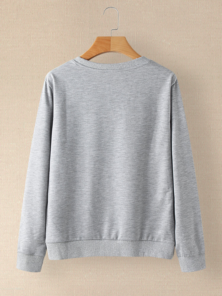 Women Christmas Style Letter Print Long Sleeve Pullover Sweatshirts