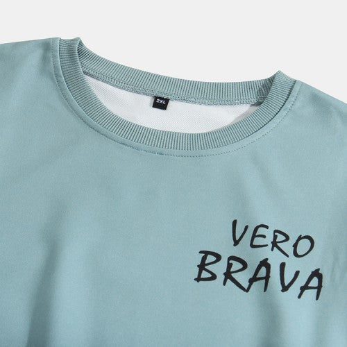 Mens Letter Print Ombre Pullover Long Sleeve Casual Sweatshirts