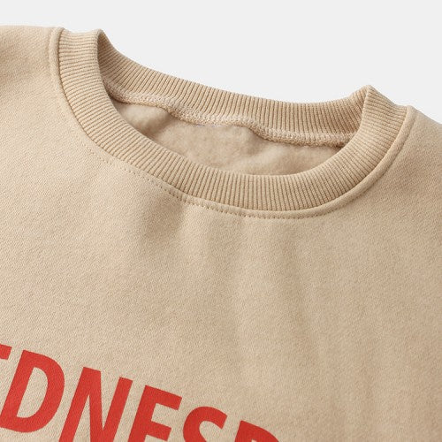 Mens Cotton Simple Letter Print Pullover Long Sleeve Drop Shoulder Sweatshirts