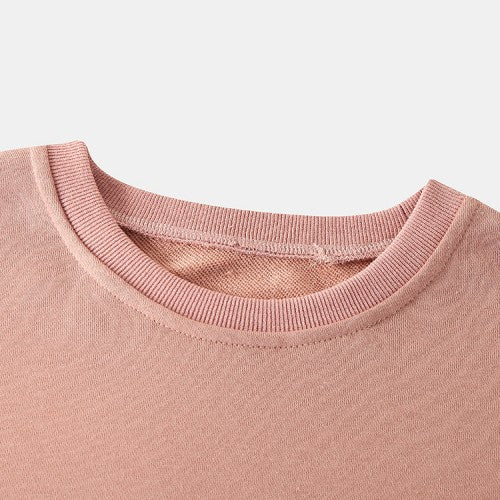 Cotton Women Side Lightning Print Pullover Long Sleeve Simple Drop Shoulder Sweatshirts