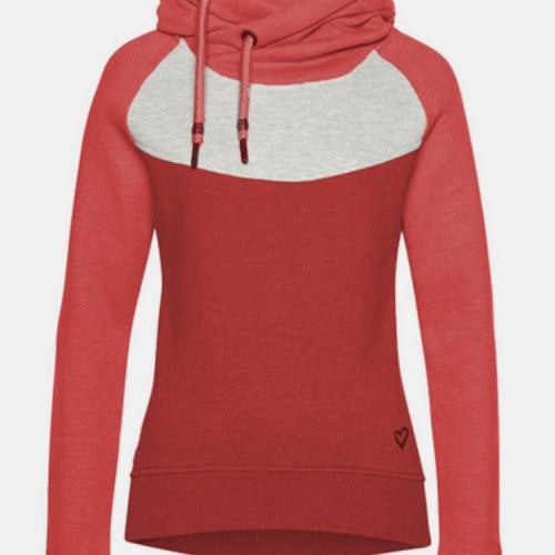 Women Contrast Patchwork Long Sleeve Casual Drawstring Hoodies