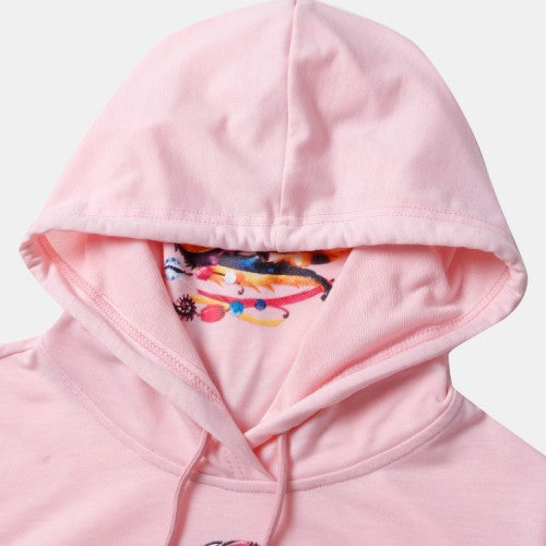 Women Printing Long Sleeve Snood Turtleneck Casual Hoodies With Pouch Pocket